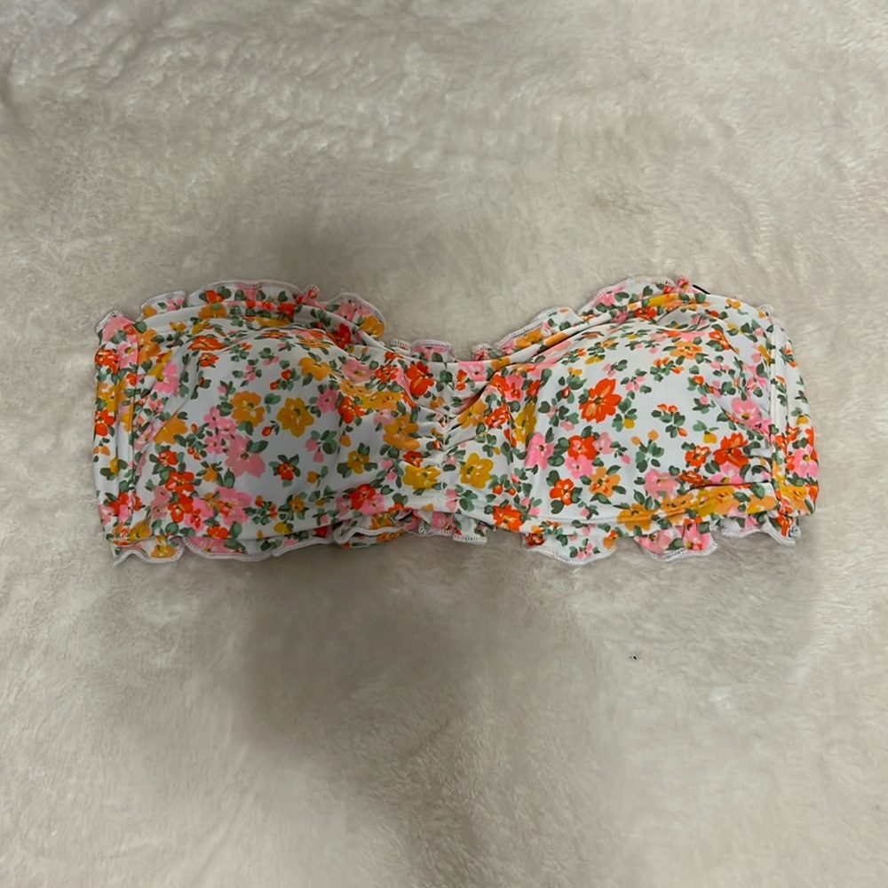 Floral strapless bikini top